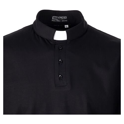 Polo clergy Cococler manica corta nero filo di scozia 3