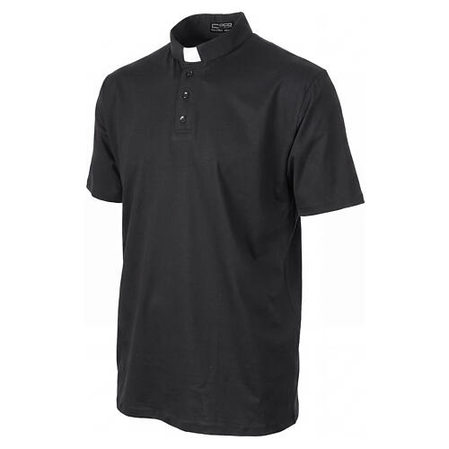 Polo clergy Cococler manica corta nero filo di scozia 4