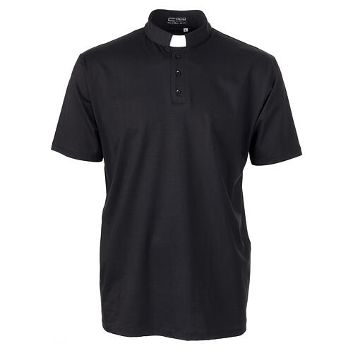 Cococler short-sleeved black lisle clergy polo shirt 1