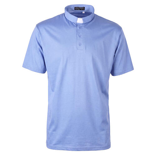 Camiseta clergy hilo de Escocia Cococler manga corta aguamarina 1