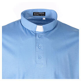 Cococler lisle clergy shirt with short sleeves in aquamarine
