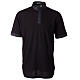 Clergy polo shirt by Cococler, short sleeves, black jacquard cotton s1