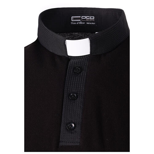 Maglia nera manica corta Cococler jaquard cotone 2