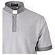 Clergy polo shirt by Cococler, grey cotton, clerical banded collar, jacquard details s4