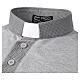 Clergy polo shirt by Cococler, grey cotton, clerical banded collar, jacquard details s5