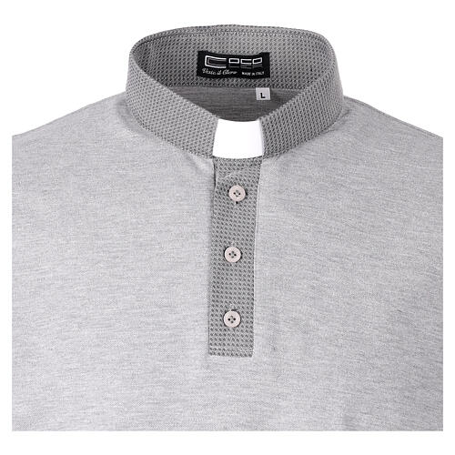 Maglia grigia cotone polo collo clergy Cococler jaquard 3