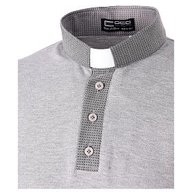 Gray cotton clergy polo shirt with collar jacquard Cococler 