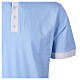Light blue clergy polo shirt by Cococler, piqué with striped-contrast collar s3