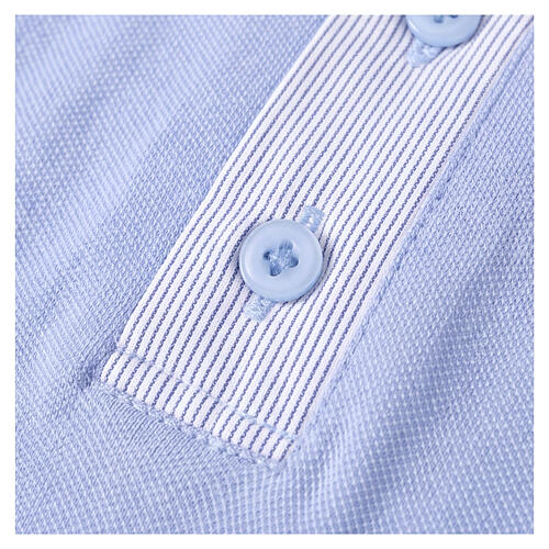 Camiseta polo Cococler celeste piqué contraste raya cuello clergy 6