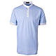 Cococler polo shirt with clergy collar in light blue pique stripe s1