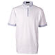 Clergy polo shirt by Cococler, short-sleeved, piqué with cross contrast, white clergy collar s1