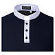 Blue clergy polo shirt by Cococler, clerical collar, checked piqué s2