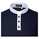 Blue clergy polo shirt by Cococler, clerical collar, checked piqué s3