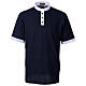 Blue polo shirt with square piquet clergy collar Cococler s1