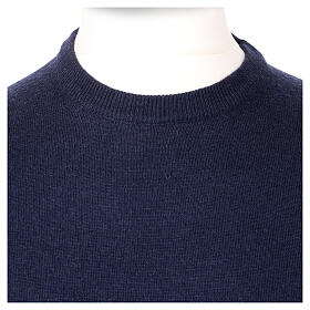 Pulôver gola redonda tricô plano azul escuro 10% caxemira 40% lã de merino In Primis