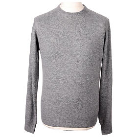 Pull ras-du-cou gris en jersey 10% cachemire 40% laine mérinos In Primis