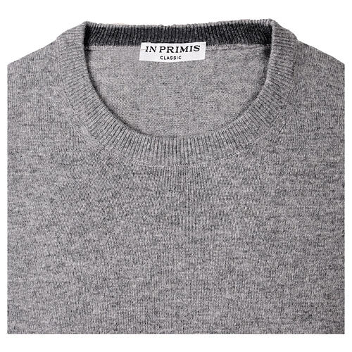 Gray crewneck sweater 10% cashmere 40% merino wool, In Primis 4