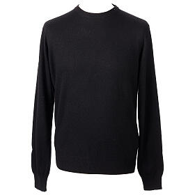 Pull ras-du-cou jersey noir 10% cachemire 40% laine mérinos In Primis