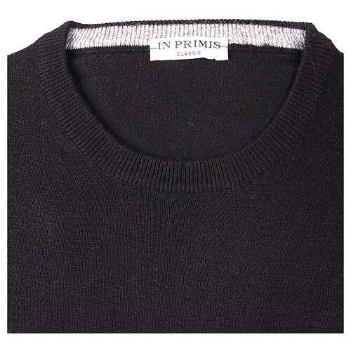 Pull ras-du-cou jersey noir 10% cachemire 40% laine mérinos In Primis 4