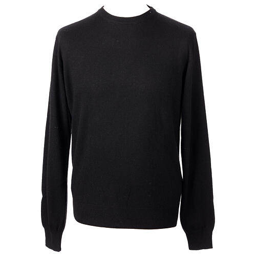 Black Crewneck Sweater 10% Cashmere 40% Merino Wool by In Primis 1