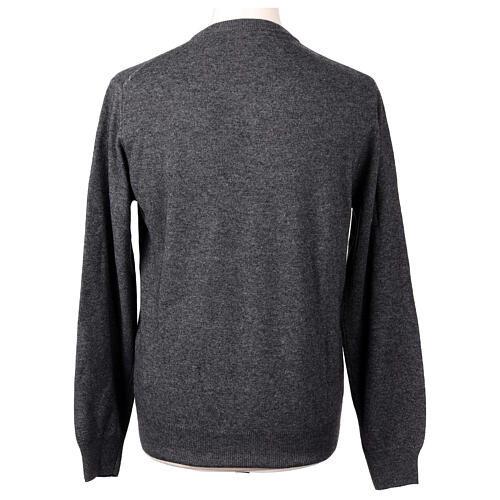 Pull en jersey anthracite col en V 10% cachemire 40% laine mérinos In Primis 4