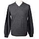 Pull en jersey anthracite col en V 10% cachemire 40% laine mérinos In Primis s1