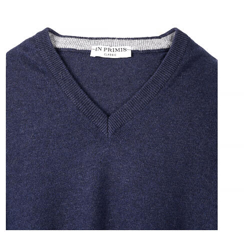 Blue brushed V-neck pullover by In Primis, 10% cashmere, 40% merino wool 4