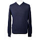 Blue V-neck Shaved Sweater 10% Cashmere 40% Merino Wool by In Primis s1
