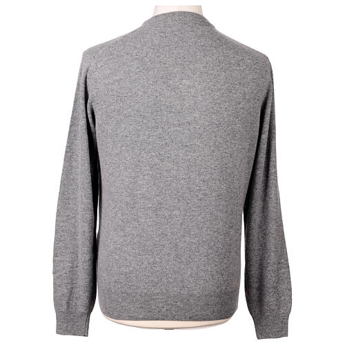 Pull jersey col en V 10% cachemire 40% laine mérinos gris In Primis 5