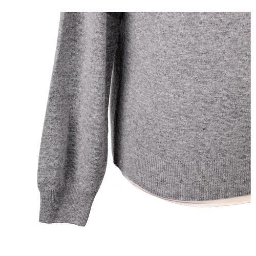 Pulôver tricô plano gola em V 10% caxemira 40% lã de merino cinza In Primis 3