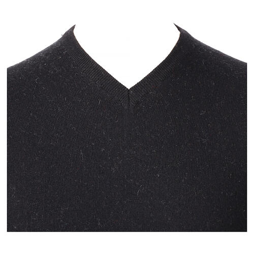 Black V-Neck Shaved Sweater 10% Cashmere 40% Merino Wool by In Primis 2
