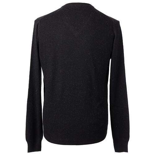 Black V-Neck Shaved Sweater 10% Cashmere 40% Merino Wool by In Primis 5