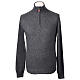 Anthracite zip mock polo neck pullover by In Primis, 10% cashmere, 40% merino wool s1