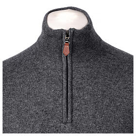 Pull col montant avec tirette anthracite 10% cachemire 40% laine mérinos In Primis