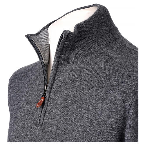 Pull col montant avec tirette anthracite 10% cachemire 40% laine mérinos In Primis 3