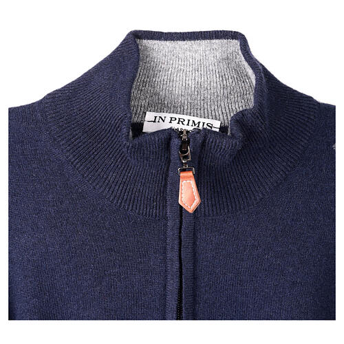 Pulôver azul escuro com fecho de correr gola alta 10% caxemira 40% lã de merino In Primis 5