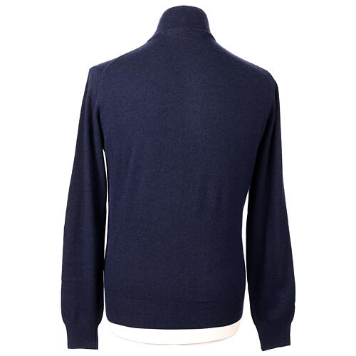 Pulôver azul escuro com fecho de correr gola alta 10% caxemira 40% lã de merino In Primis 6