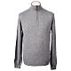 Grey zip mock polo neck pullover by In Primis, 10% cashmere, 40% merino wool s1