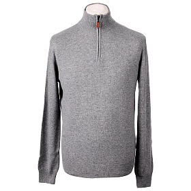 Jersey cuello chimenea cremallera gris In Primis 10% cachemira 40% lana merino