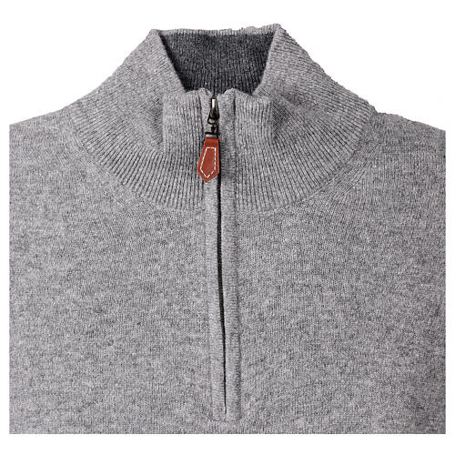 Pull col montant à tirette gris 10% cachemire 40% laine mérinos In Primis 5