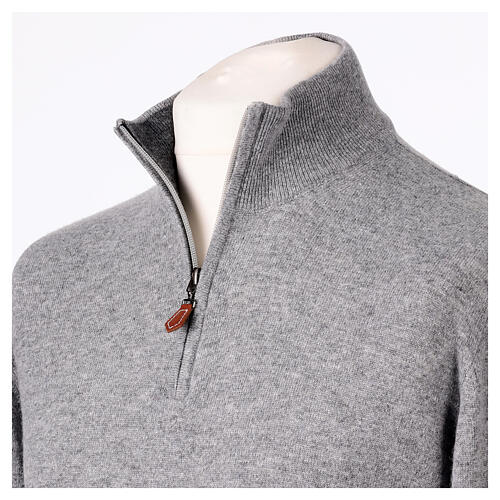 Gray Zip Turtleneck 10% Cashmere 40% Merino Wool by In Primis 3