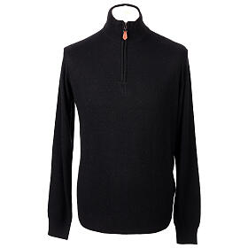 Jersey cuello chimenea cremallera negro In Primis 10% cachemira 40% lana merino