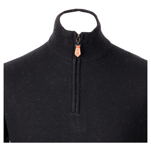 Jersey cuello chimenea cremallera negro In Primis 10% cachemira 40% lana merino 2