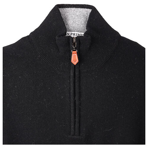 Jersey cuello chimenea cremallera negro In Primis 10% cachemira 40% lana merino 5