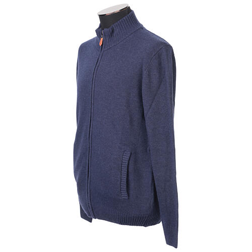 Casaco com fecho de correr In Primis azul 10% caxemira 40% lã merino 4