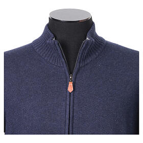 Zip-Up Jacket In Primis Blue 10% Cashmere 40% Merino Wool
