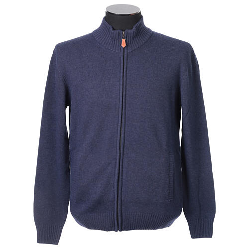Zip-Up Jacket In Primis Blue 10% Cashmere 40% Merino Wool 1
