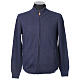 Zip-Up Jacket In Primis Blue 10% Cashmere 40% Merino Wool s1