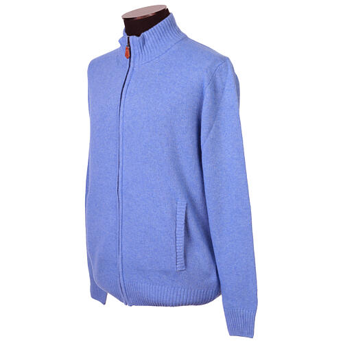 Casaco com fecho de correr In Primis 10% caxemira 40% lã merino azul 4