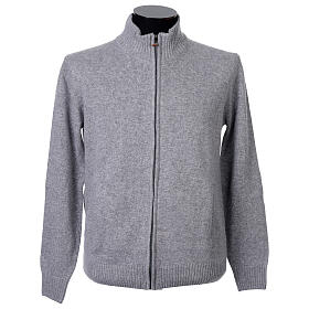 Gray zip jacket from In Primis with 10% cashmere 40% merino wool